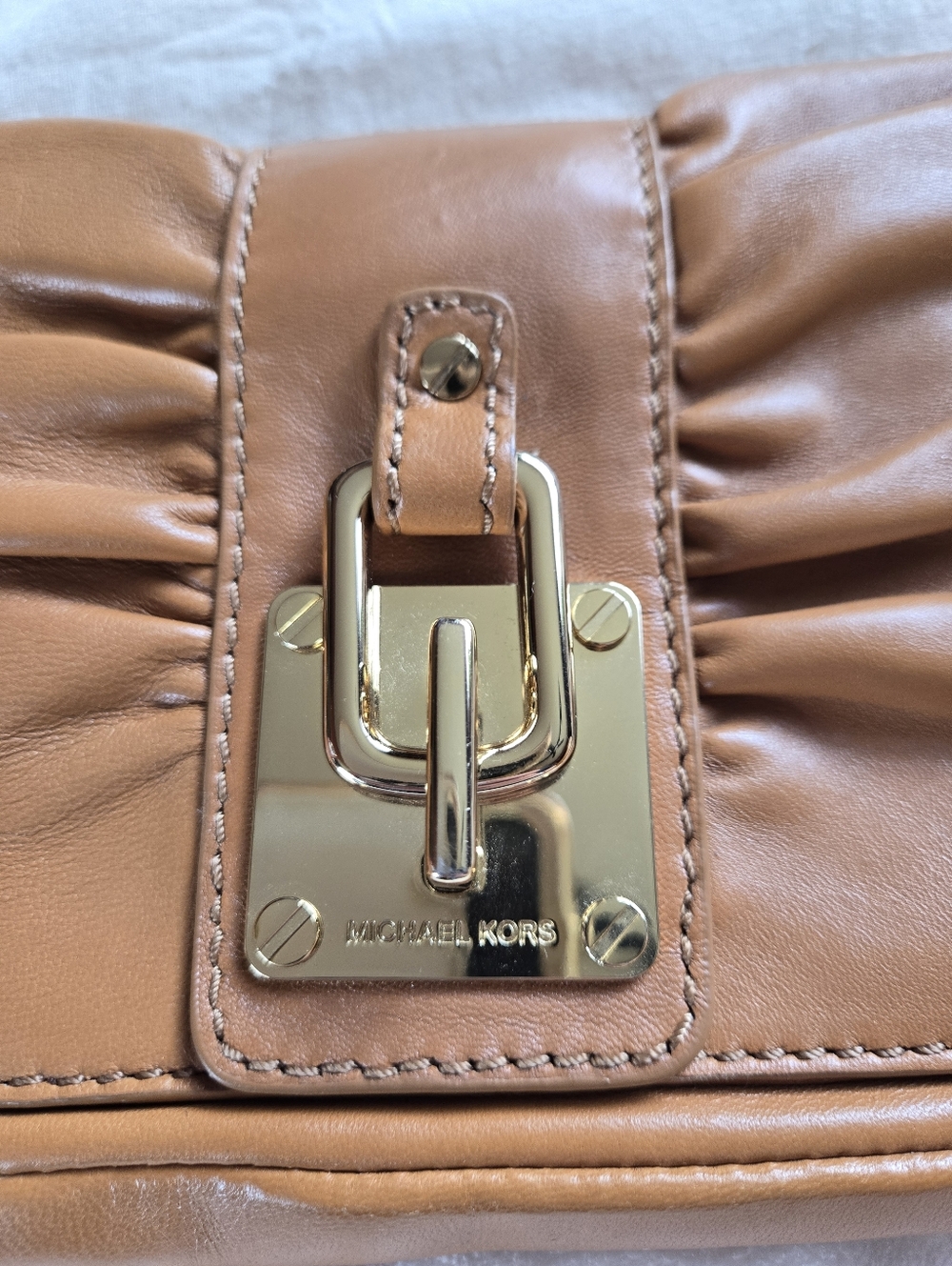 Michael Kors Brown Leather Clutch with Gold Hardware - Picture 2 of 5